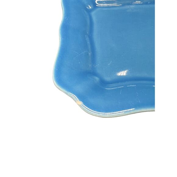 Sur La Table Set of 4 Blue Appetizer Plates with Scalloped Edges - Picture 3 of 4